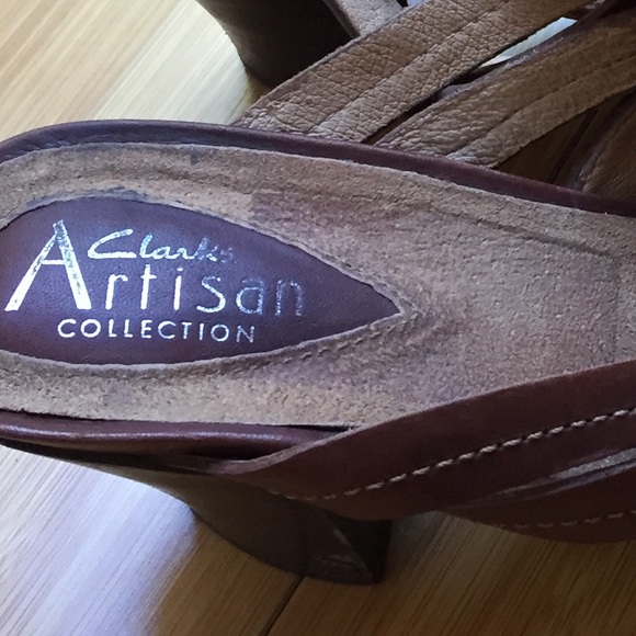 Clarks artesian collection leather heeled sandals - Picture 6 of 8